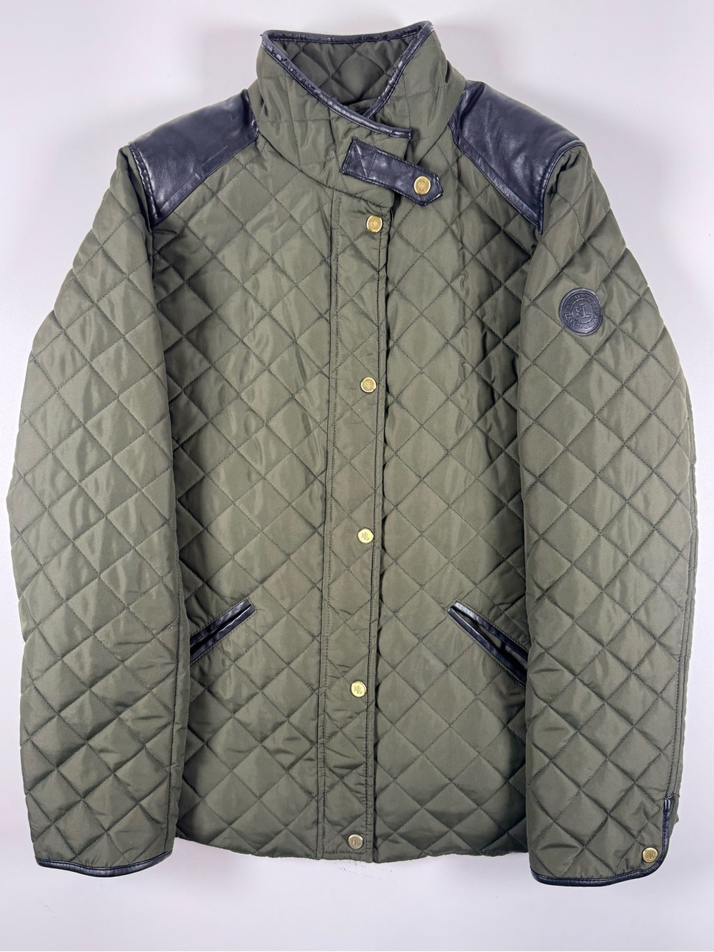 Ralph Lauren Quilted Olive Green Puffer with Black Trim